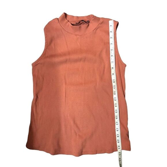 Boohoo coral ribbed sleeveless mock turtleneck pure cotton pullover size 12 M - Picture 6 of 9